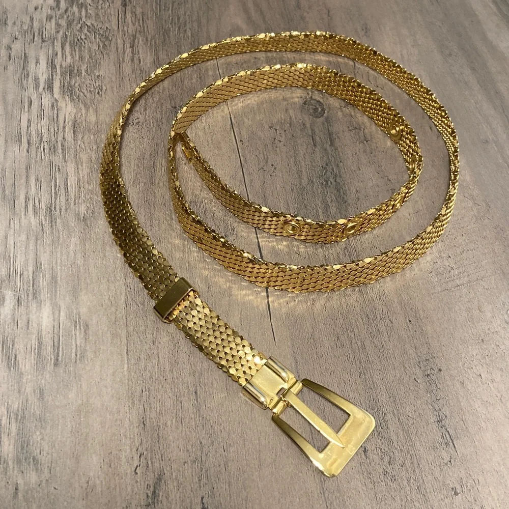 Vintage Retro Glam Serpent Scale Gold Mesh Belt